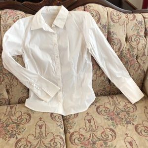 white dress shirt w/ gold striping